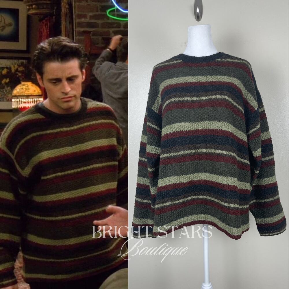 Extremely Rare Stripe Sweater ASO Joey Tribbiani Friends 90s Striped Crew Neck